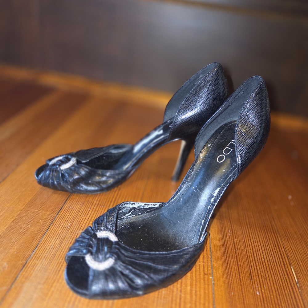 ALDO Black Peep-Toe Heels